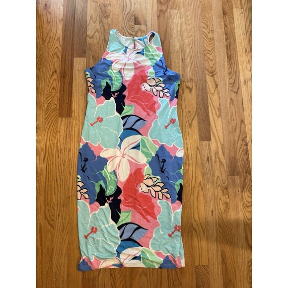 Tori Richard Come Closer Tropical Karley Floral Multi Midi Dress L NEW - Picture 1 of 8